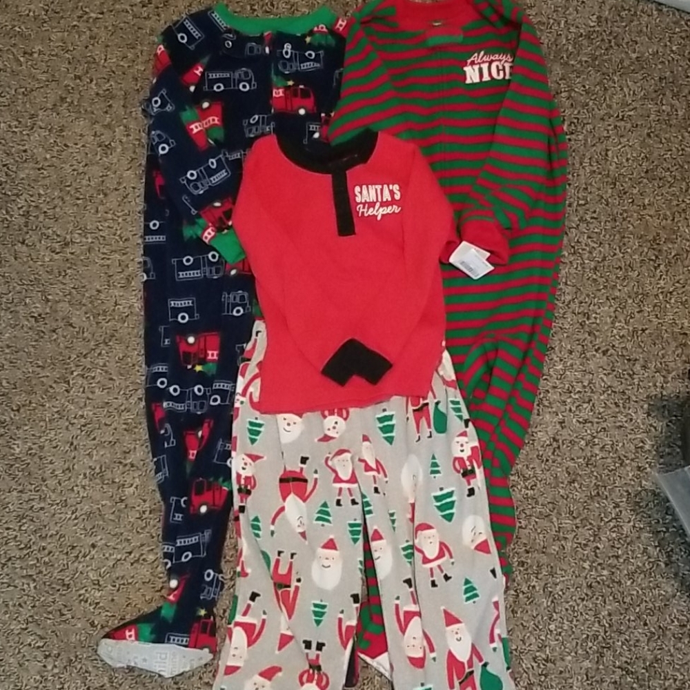 3 pairs of Christmas pajamas